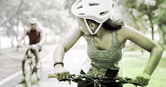Woman riding a bike